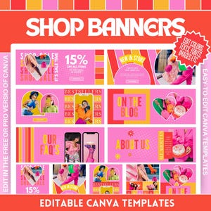 Shop Banner Template Bundle - Eye-Catching Design for Your Online Store - Colorful and Cute Store Banners - Edit in Canva