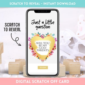 Biglietto da grattare con proposta dei padrini - Biglietto da grattare digitale dei padrini - Download istantaneo