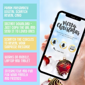 Carte à gratter pour faire-part de grossesse - Baby on the way - Révélation surprise numérique amusante de Noël - téléchargement immédiat