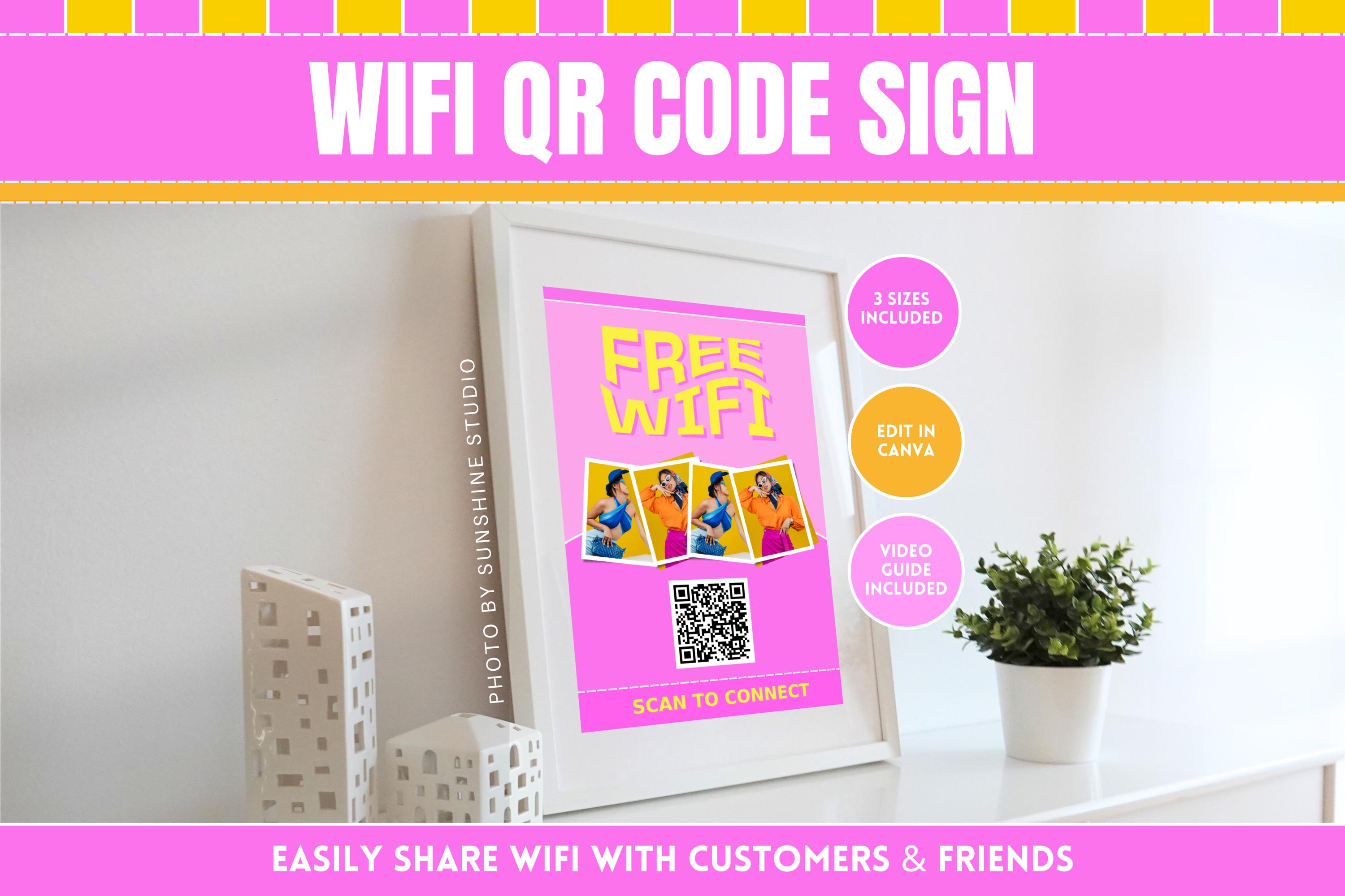 Wifi QR Code Sign - Cute Editable Wifi Password Sign - Printable and ...