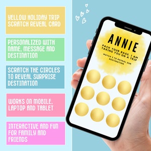 Digital Scratch Off Card - Scratch 3 to Reveal Surprise Trip Destination - Invitation for Birthdays, Anniversaries etc - Personalized