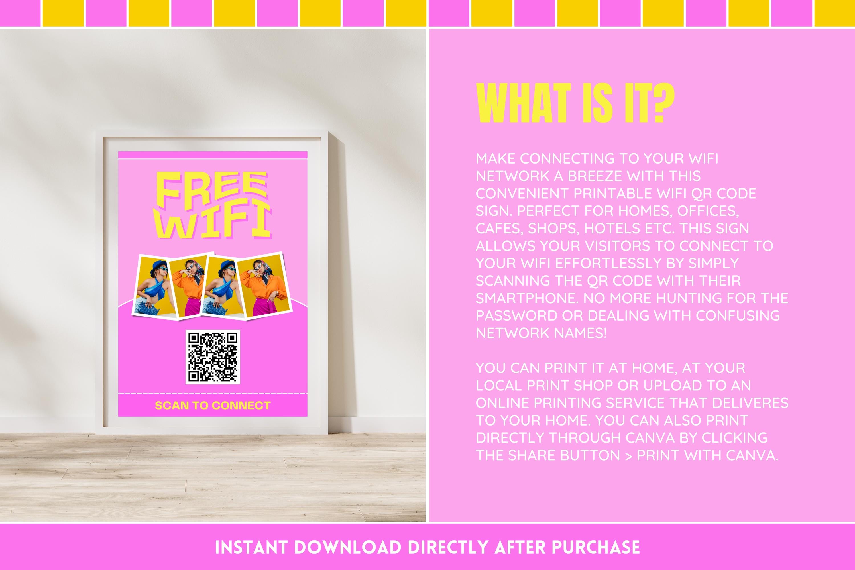 Wifi QR Code Sign - Cute Editable Wifi Password Sign - Printable and ...
