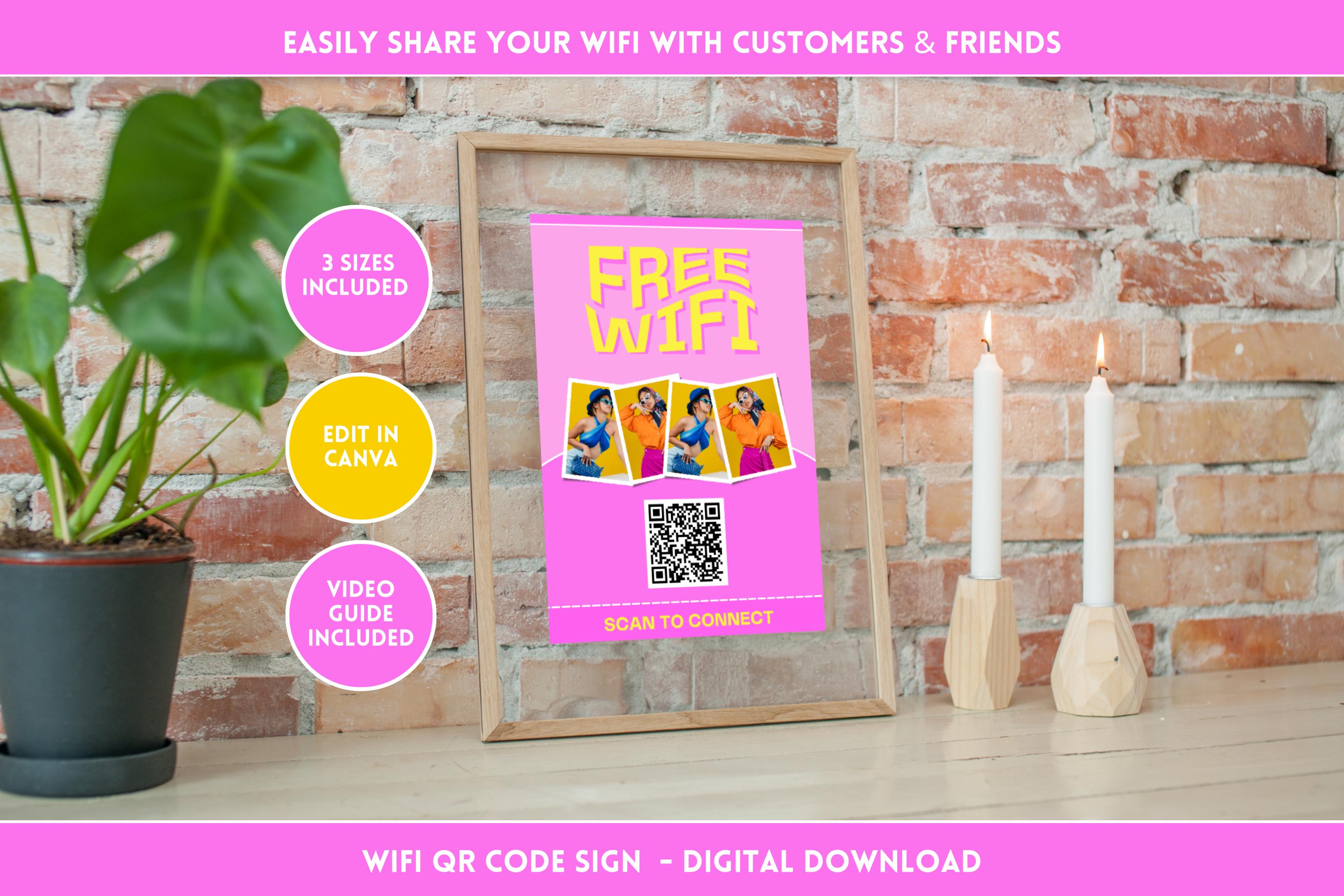 Wifi QR Code Sign - Cute Editable Wifi Password Sign - Printable and ...