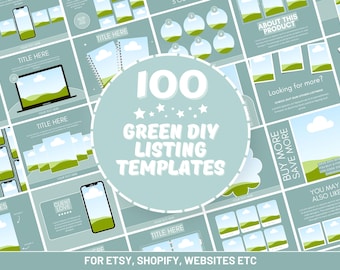100 Etsy Listing Mockup Templates for Digital and Physical Products - Green Templates Perfect for Most Product Niches - Edit in Canva
