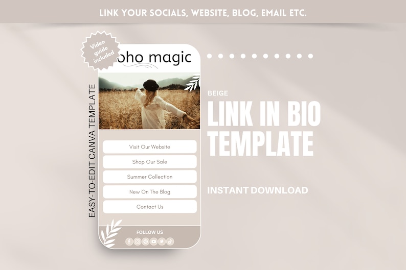 Link in Bio Template - Instagram Landing Page - Beige Mini Canva ...