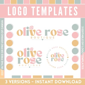 Pastel DIY Logo Templates - Cute Business Logo Templates - Edit in Canva - Instant Download