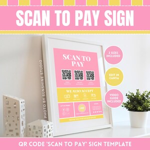 Modello di codice QR colorato per la scansione e il pagamento - Visualizzazione di pagamenti facili e seguici sui social media - Modifica stampabile nel metodo di pagamento Canva