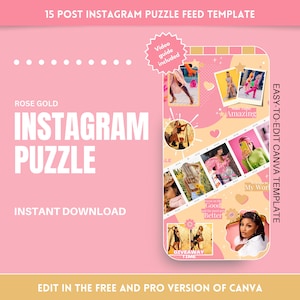 Rose Gold Instagram Puzzle | Instagram-Vorlage | Instagram-Feed | Instagram-Beitrag | Instagram-Gitter | Canva Vorlage | Instagram Puzzle Feed