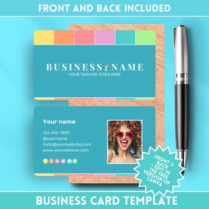 Sjabloon voor kleurrijke visitekaartjes, perfect voor haar, mode, schoonheid, sieraden, salon en boetiek - eenvoudig te bewerken in canvas - kleurrijk thema