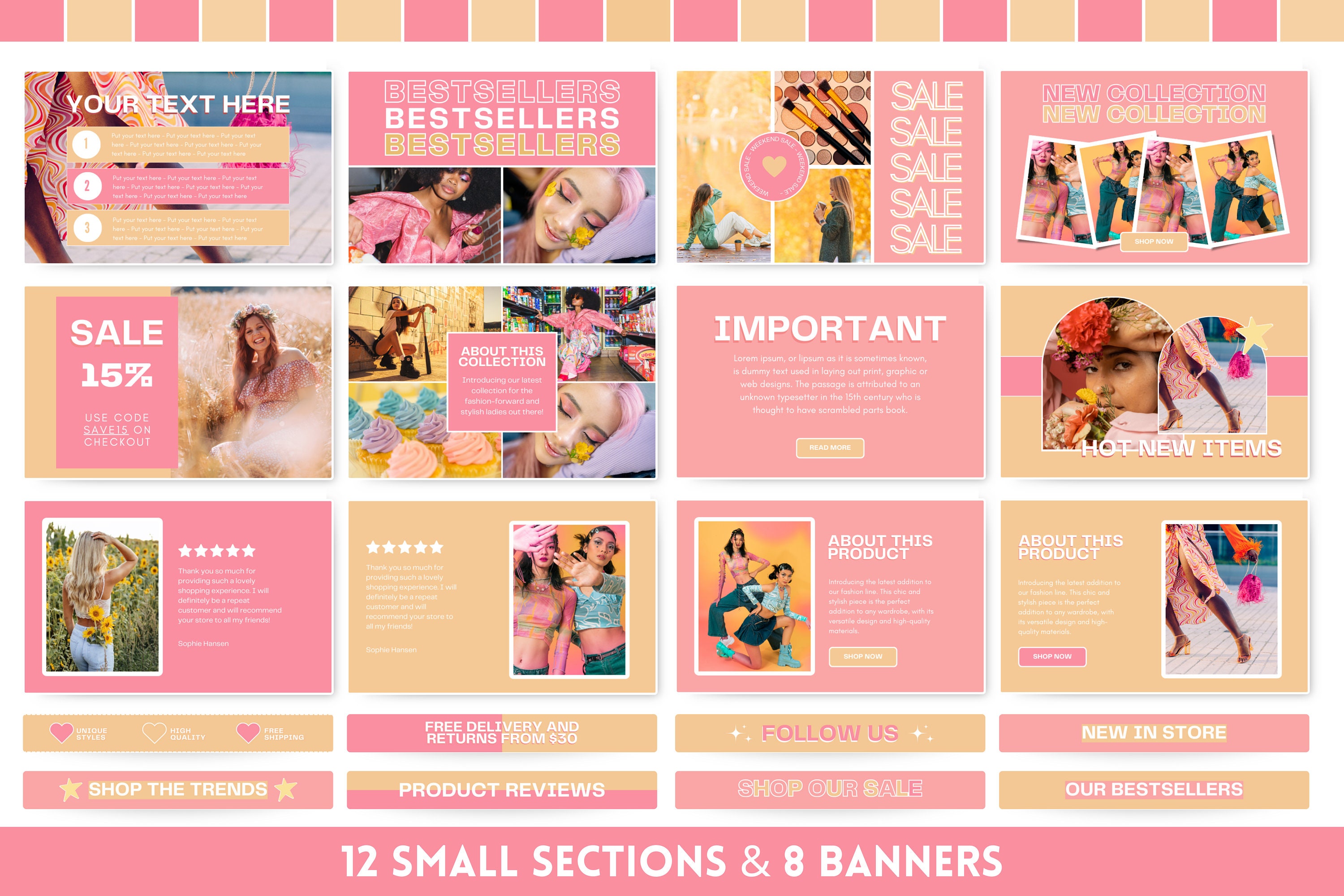 Newsletter Template Bundle - Pink Rose Gold Canva Email Marketing ...