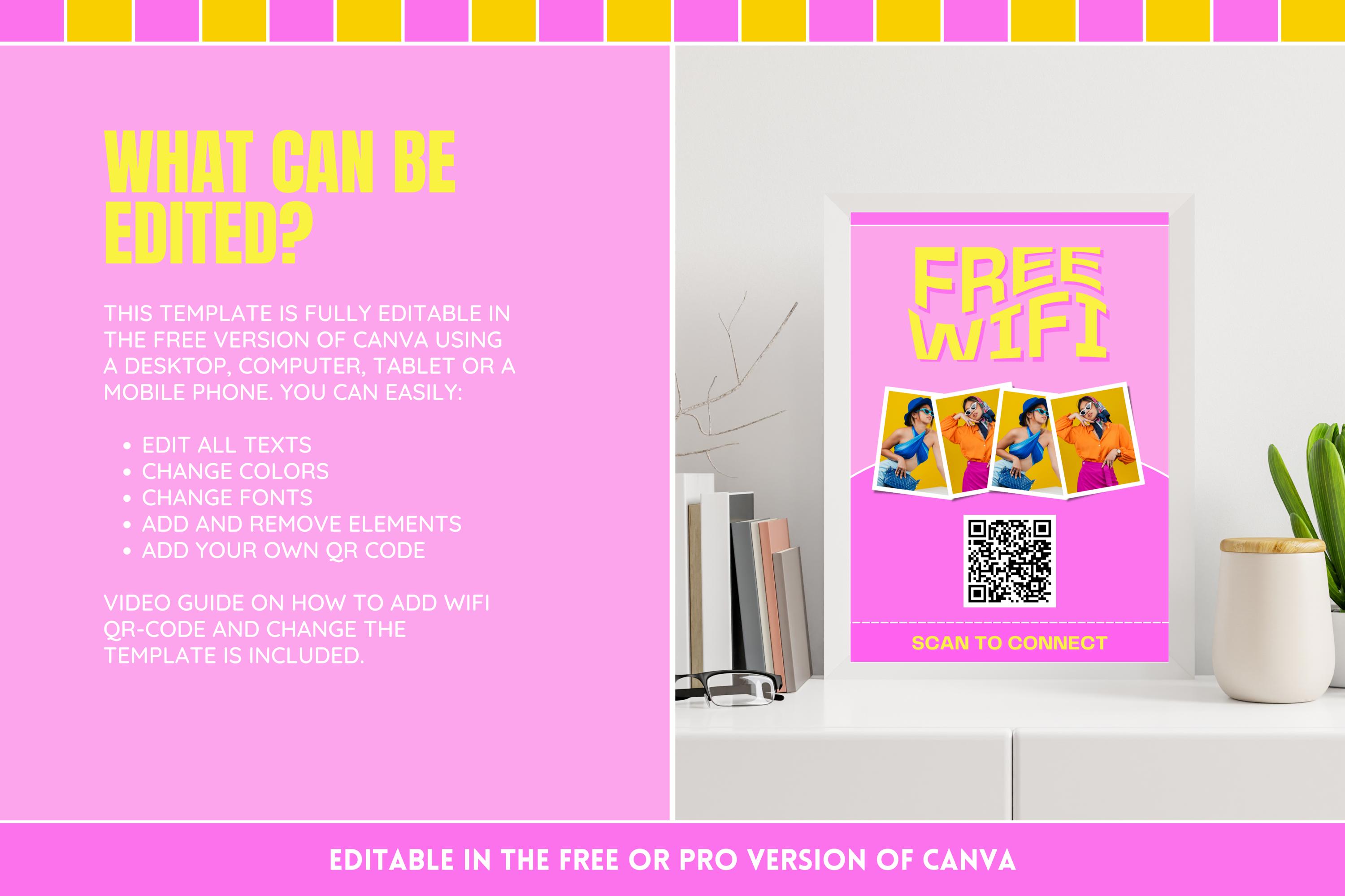 Wifi QR Code Sign - Cute Editable Wifi Password Sign - Printable and ...