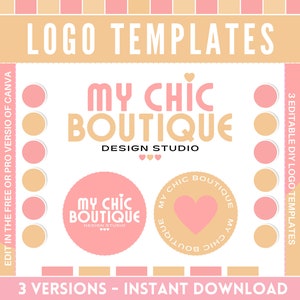 Cute DIY Logo Templates - Cute Business Logo Templates - Edit in Canva - Instant Download
