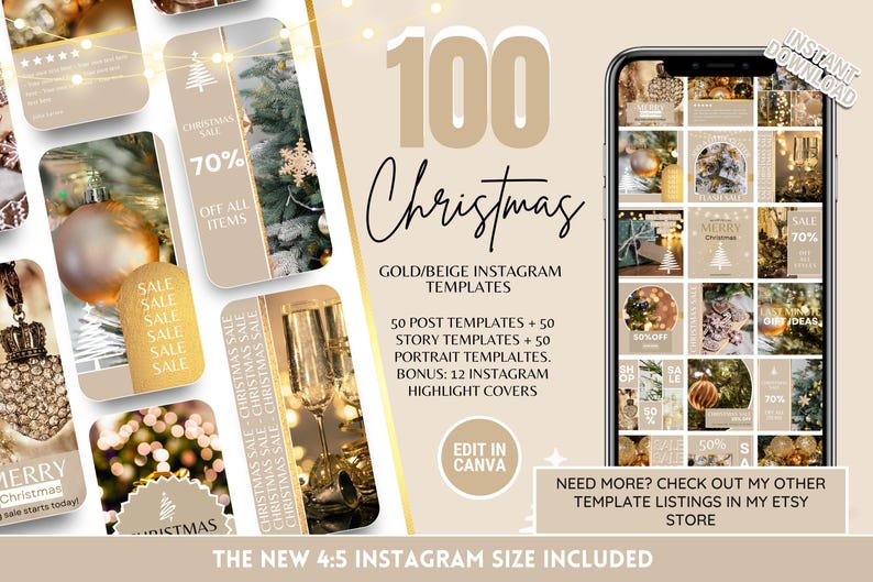 Plantillas navideñas para Instagram: Publicaciones navideñas, retratos, historias y portadas destacadas - Fácil edición en Canva imagen 10