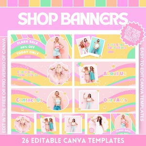 Shop Banner Template Bundle - Eye-Catching Design for Your Online Store - Colorful and Fun Store Banners - Edit in Canva