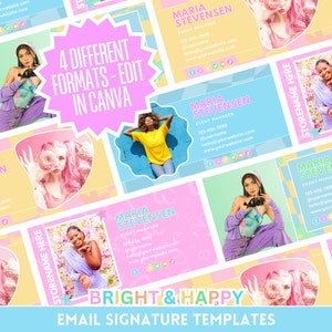 Buntes E-Mail-Signatur-Bundle - Set mit 4 bearbeitbaren Pfirsich-E-Mail-Vorlagen - Bearbeiten Sie in Canva