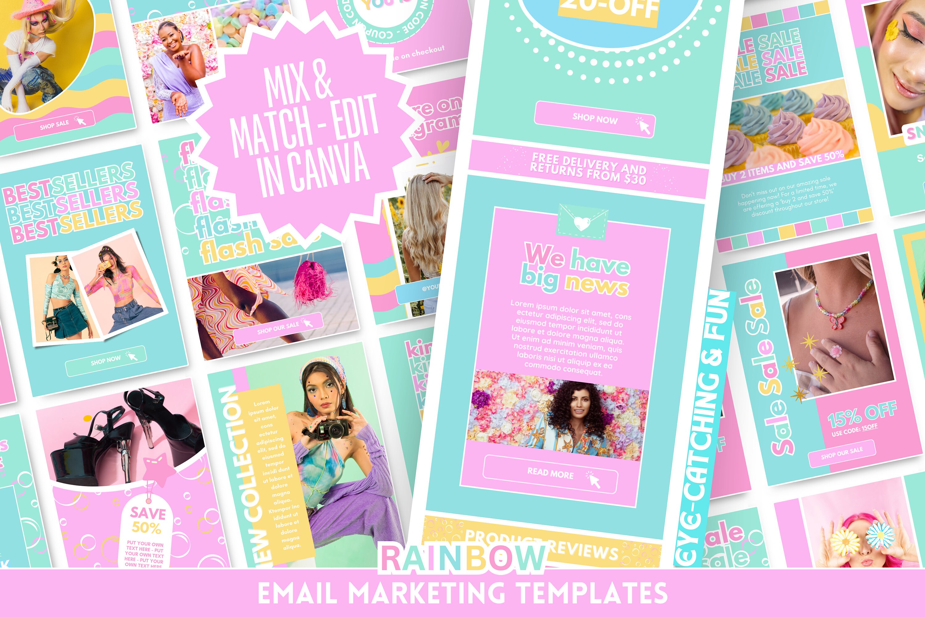 Newsletter Template Bundle - Cute Email Marketing Campaign Kit - Fun Designs for Business Growth ...