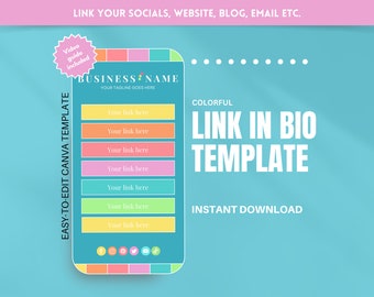 Link in Bio Template - Bunte Instagram Landing Page - Canva Website für kleine Unternehmen - Perfekt für Mode, Boutique, Schmuck