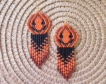 Halloween Kürbis Geist Perlen Ohrringe Spooky Herbst Urlaub inspiriert Fransen Statement Boho Schmuck