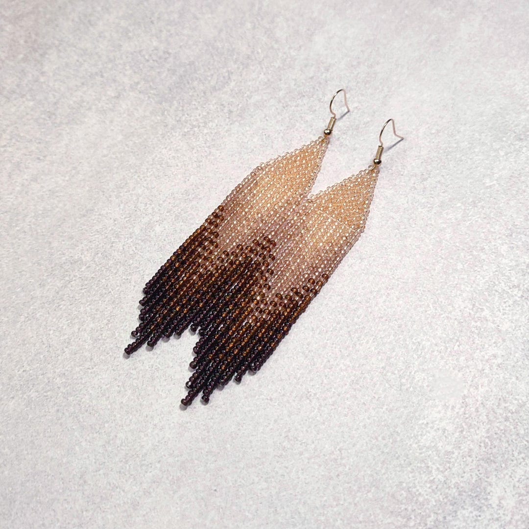 Bohemian Long Tassel Beaded Earrings – Handmade Boho Statement Dangle Earrings For Women, Big Fringe Jewelry - View #3