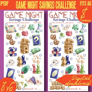 Game Night Savings Challenge Mini Color and Save Printable 100D II | A6 binder size | Envelope Tracker | PDF | INSTANT Download 244D