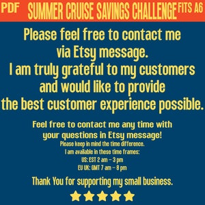 May include: A blue background with yellow text that reads "Please feel free to contact me via Etsy message. I am truly grateful to my customers and would like to provide the best customer experience possible. Feel free to contact me any time with your questions in Etsy message! Please keep in mind the time difference. I am available in these time frames: US: EST 2 am - 3 pm EU UK: GMT 7 am - 8 pm Thank You for supporting my small business."