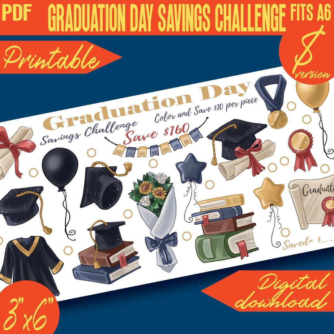 Graduation Iv Graduation Day Savings Challenge Mini Color and Save Printable 100D IV ...