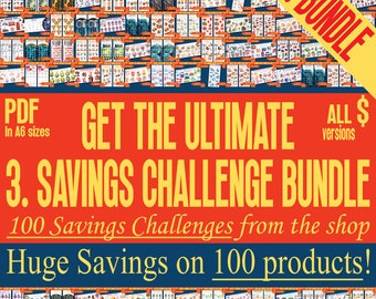 3. Ultimate Savings Challenges Bundle Printables and Games 100 | A6, letter size | Envelope Tracker | PDF | Digital | INSTANT Download 300D