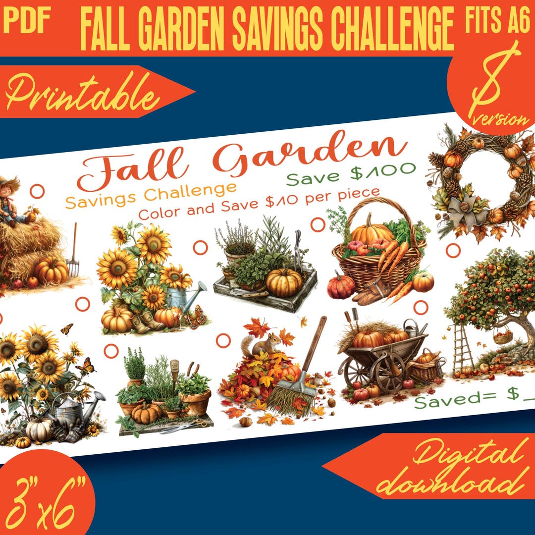 Fall Garden Savings Challenge Mini Color and Save Printable 100D IV ...