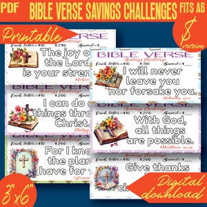 Cute Bible Verse Savings Challenges Color and Save Printables 100D | A6 size | Envelope Tracker | PDF | Digital | INSTANT Download 048D