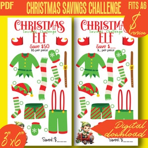Christmas Elf Savings Challenge Color and Save Printable 100D | A6 size | Envelope Tracker | PDF | INSTANT Download 088D