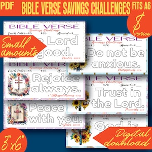 Bible Verse Savings Challenges Color and Save Printables 100D | Fits A6 Binder | Envelope Tracker | PDF | Digital | INSTANT Download 047D