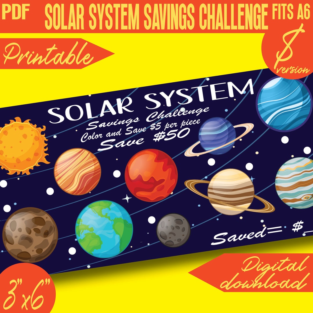 Solar System Savings Challenge Mini Color and Save Printable 100D IV ...