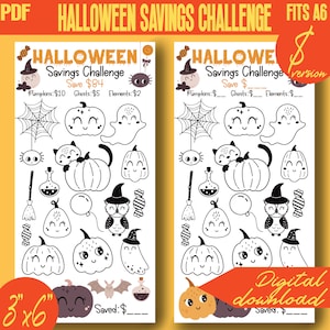 Cute Boho Halloween Savings Challenge Color and Save Printable 100D | A6 size | Envelope Tracker | PDF | INSTANT Download 083D