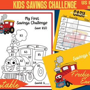Los niños entrenan mi primer desafío de ahorro Color y ahorra imprimible 100D / Tamaño de carta de EE. UU. / Rastreador de sobres / PDF Digital / Descarga INSTANTÁNEA 018D