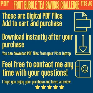 Fruit Bubble Tea Savings Challenge Mini Color and Save Printable 100D ...