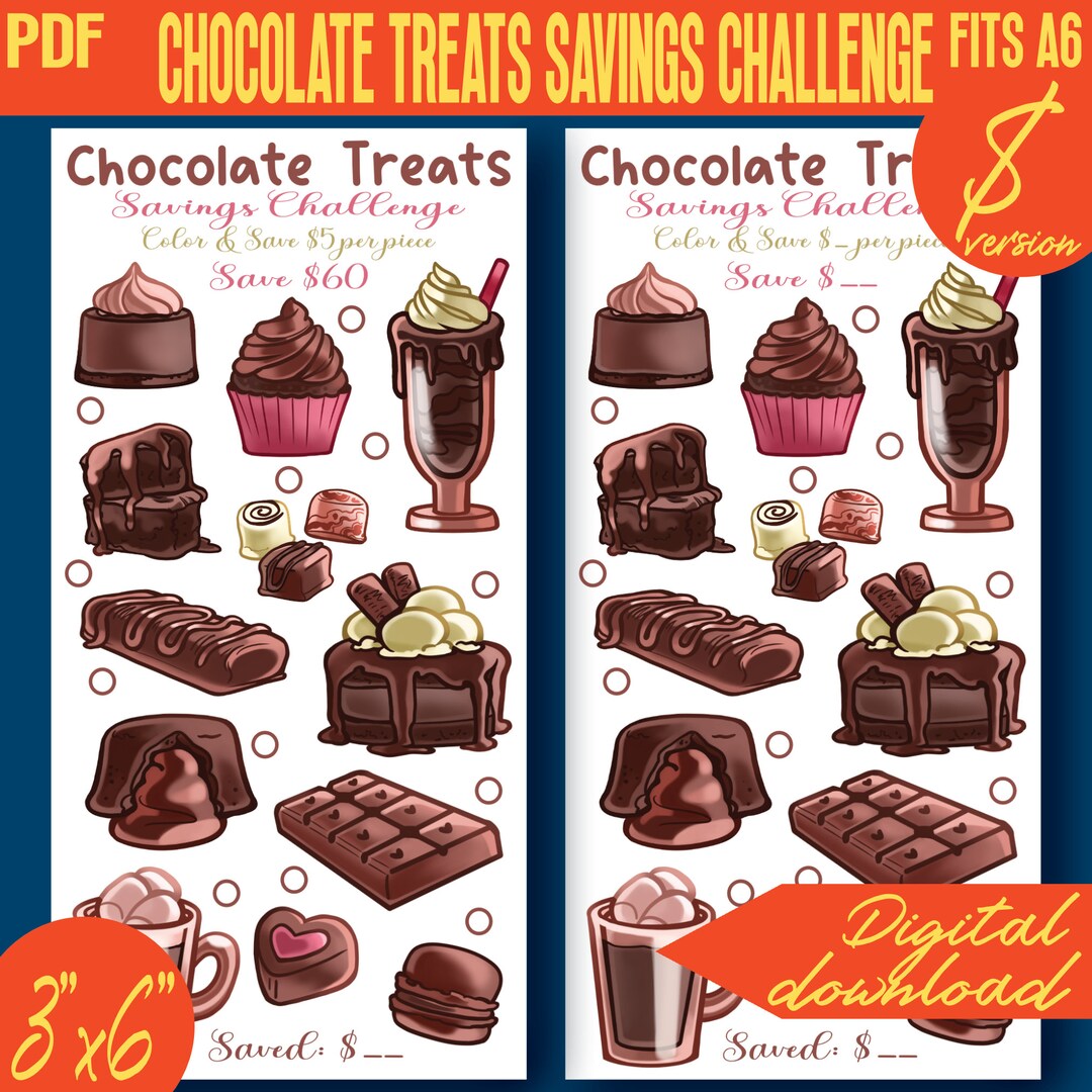 Chocolate Treats Savings Challenge Mini Color and Save Printable 100D ...