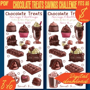 Chocolate Treats Savings Challenge Mini Color and Save Printable 100D IV | A6 binder size | Envelope Tracker | PDF | INSTANT Download 411D