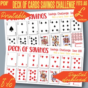 Tarjetas Reto Ahorro Baraja de Cartas Colorea y Ahorra Mini Imprimible 100P II / Carpeta A6 7,5x15 / Sobre / PDF / Descarga INSTANTÁNEA 229P