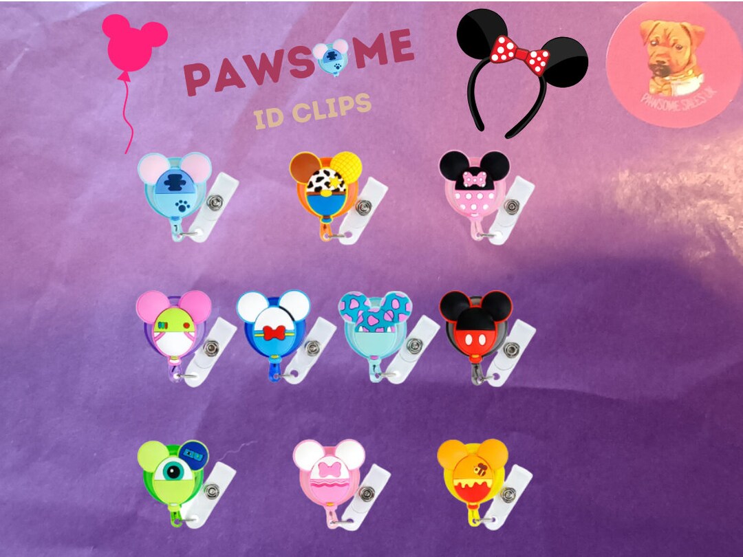 Disney Mickey Mouse Retractable Reel ID Badge Holder Cute Cartoon