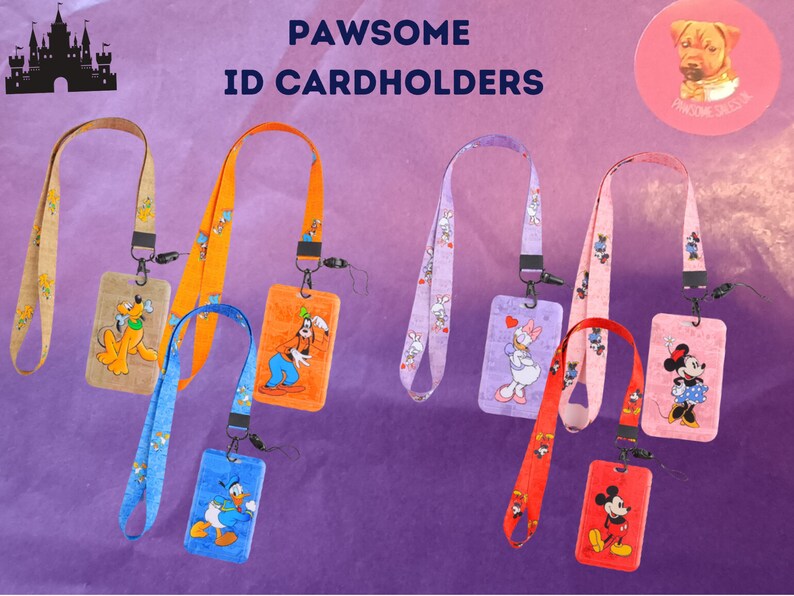 Ensemble porte-cartes d'identité et tour de cou Disney, tour de cou Mickey Mouse, porte-badge Disney, tour de cou personnage, cadeau Disney image 1