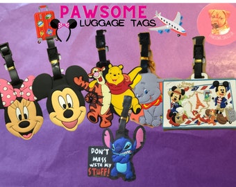 Disney Luggage Tags , Durable Travel Accessories, Waterproof Bag Tags, Easy to Spot Suitcases, Vibrant Colors