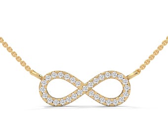 Ciondolo Infinity in oro 14k con diamanti da laboratorio, regalo di anniversario