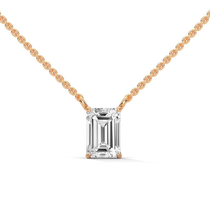 "Shop emerald lab diamond engagement necklaces online for the perfect gift."