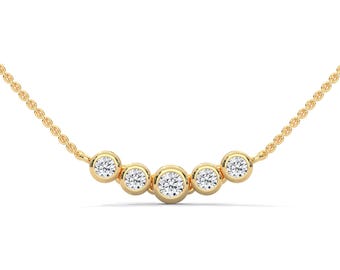 Set collana in oro 14K: pendente con diamante da laboratorio