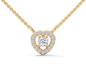 Collana con ciondolo a forma di cuore in oro 14k con diamanti da laboratorio (1,22 ct)