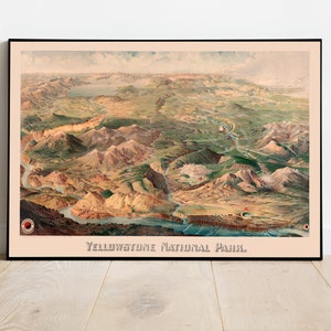 Yellowstone National Park Vintage Karte, alte Yellowstone Karte, 1904 antike Karte von Yellowstone, alte Weltkarte, Yellowstone Park Karte Poster