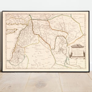 1651 mapa Asiria vetvs diuifa en Siriam, Messopotamiam, Babyloniam, et Assyriam. Temas del mapa: Medio Oriente