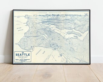 Old Map of Seattle Washington 1925 Vintage Map | Vintage Poster Wall Art Print | Wall Map Print | Old Map Print