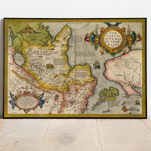 Schöne Vintage Karte von Tartaria 1570 | Alte Landkarte Print | Vintage Wandkunst | Interior Design Ideen