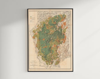 Map Adirondacks Historic Map, The Proposed Adirondack Park, c1890